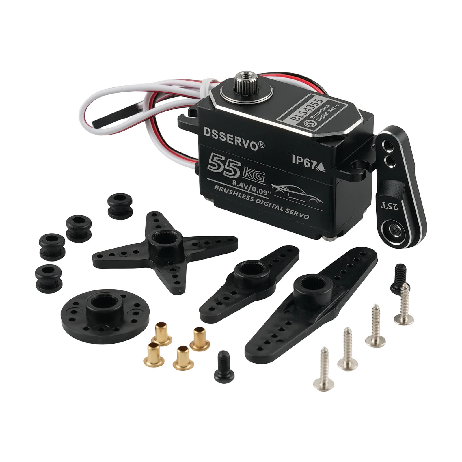 Servo Metal Gear - Dsservo BLS4355 55KG ロープロファイルオールメタルブラシレスデジタルサーボ 180/270度 RCサーボ