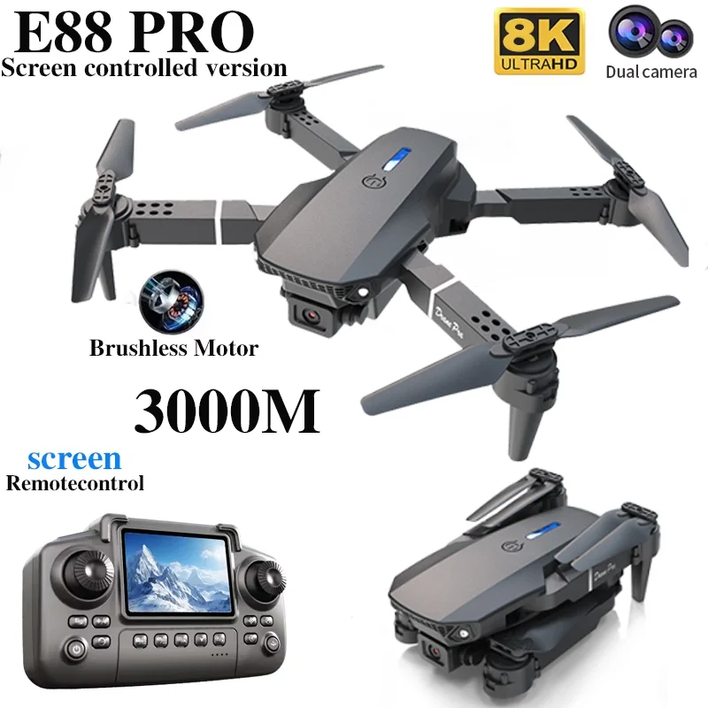プロフェッショナルE88 PROドローン、スクリーン付き8K - Rc Hobby Helicopter のレビューと価格